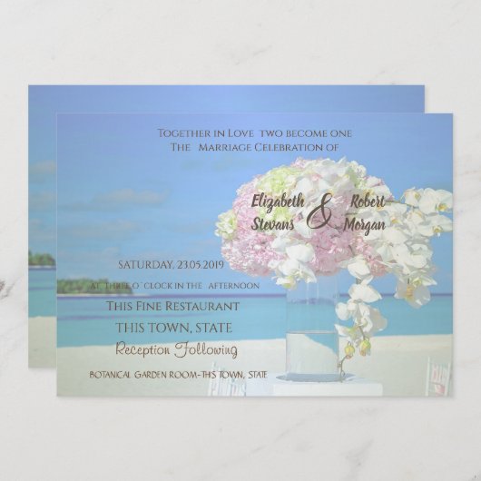 Beach Wedding Floral Uitnodiging (Voorkant / Achterkant)