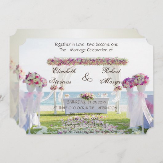 Beach Wedding Floral Uitnodiging (Voorkant / Achterkant)