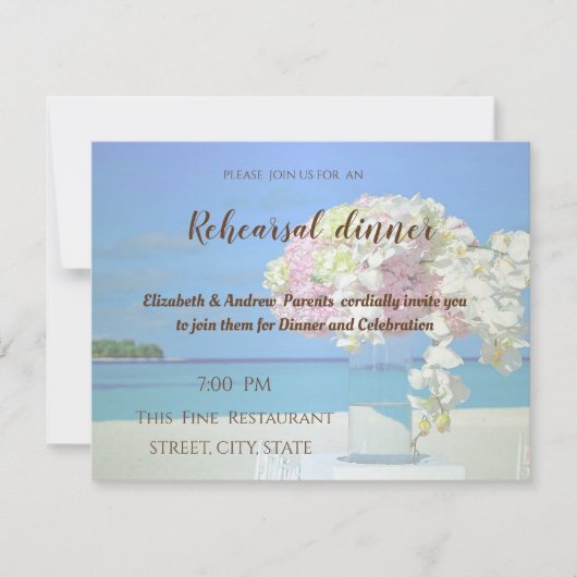 Beach Wedding Flowers Rehearsal Dinner Kaart (Voorkant)
