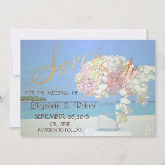 Beach Wedding Flowers Save the Date (Voorkant)