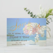 Beach Wedding Flowers Save the Date (Staand voorkant)