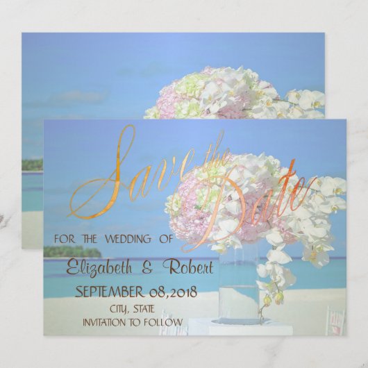 Beach Wedding Flowers Save the Date (Voorkant / Achterkant)