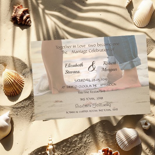 Beach Wedding, Foots Invitation Kaart