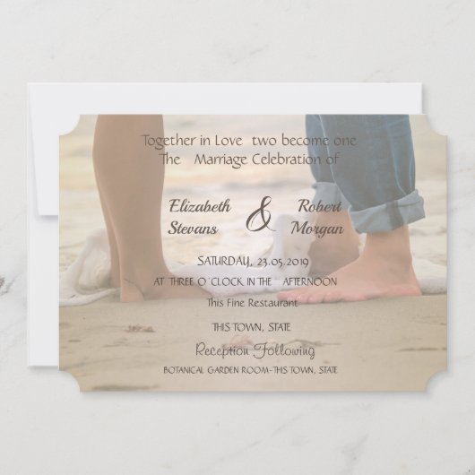 Beach Wedding, Foots Invitation Kaart (Voorkant)