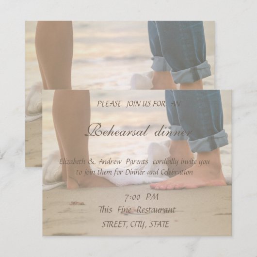 Beach Wedding, Foots Rehearsal Dinner Kaart (Voorkant / Achterkant)
