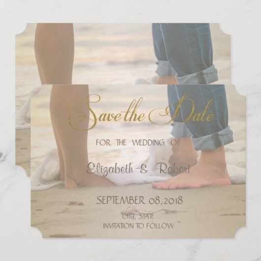 Beach Wedding, Foots Save the Date (Voorkant / Achterkant)