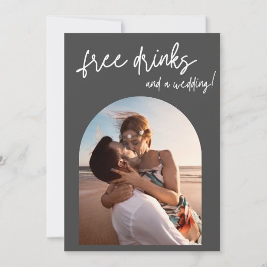 Beach Wedding Free Drinken Arch Photo Save the Dat Aankondiging (Voorkant)