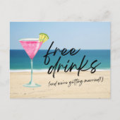 Beach Wedding Free Drinken Funny Save the Date Aankondigingskaart (Voorkant)