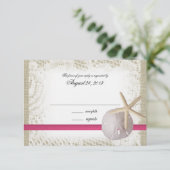 Beach Wedding Fuchsia Respons Kaart (Staand voorkant)