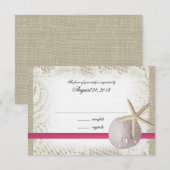 Beach Wedding Fuchsia Respons Kaart (Voorkant / Achterkant)