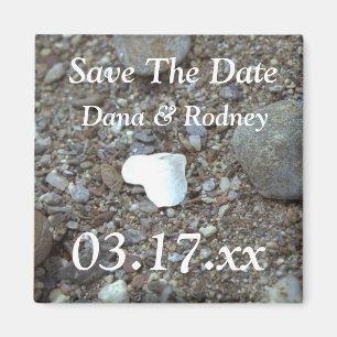 Beach Wedding Heart Photo Custom Save the Dates Ma Magneet