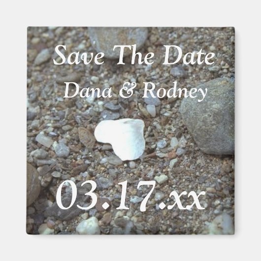 Beach Wedding Heart Photo Custom Save the Dates Ma Magneet (Voorkant)