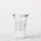 Beach Wedding Hearts in de zand Elegant Acryl Drinkbeker (Achterkant)