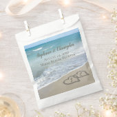 Beach Wedding Hearts in de zand Elegant Bedankzakje (Geknipt)