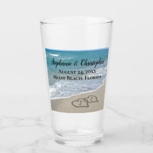 Beach Wedding Hearts in de zand Elegant Glas