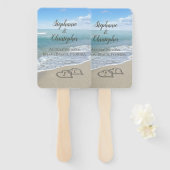 Beach Wedding Hearts in de zand Elegant Handwaaier (Voorkant en achterkant)
