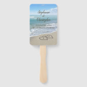 Beach Wedding Hearts in de zand Elegant Handwaaier (Achterkant)