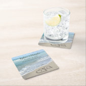 Beach Wedding Hearts in de zand Elegant Kartonnen Onderzetters (Insitu)