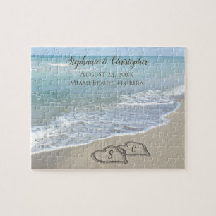Beach Wedding Hearts in de zand Elegant Legpuzzel