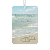 Beach Wedding Hearts in de zand Elegant Luchtverfrisser (Achterkant)