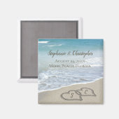 Beach Wedding Hearts in de zand Elegant Magneet (Voorkant / Achterkant)
