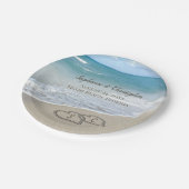 Beach Wedding Hearts in de zand Elegant Papieren Bordje (Gekanteld)