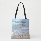 Beach Wedding Hearts in de zand Elegant Tote Bag (Voorkant)
