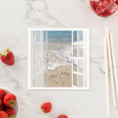 Beach Wedding Hearts in Open Window Servet (Insitu)
