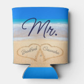 Beach Wedding Hearts in Sand Blikjeskoeler (Achterkant)