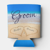 Beach Wedding Hearts in Sand Groom Blikjeskoeler (Achterkant)