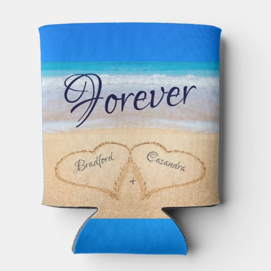 Beach Wedding Hearts in Sand Guest Keepomwille Blikjeskoeler (Achterkant)