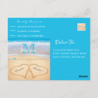 Beach Wedding Hearts in Sand RSVP