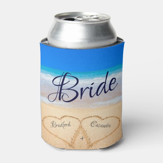 Beach Wedding Hearts in Sand Welcome Koelbox Blikjeskoeler (Blikje Voorkant)