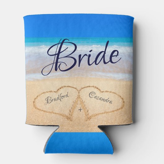 Beach Wedding Hearts in Sand Welcome Koelbox Blikjeskoeler (Achterkant)