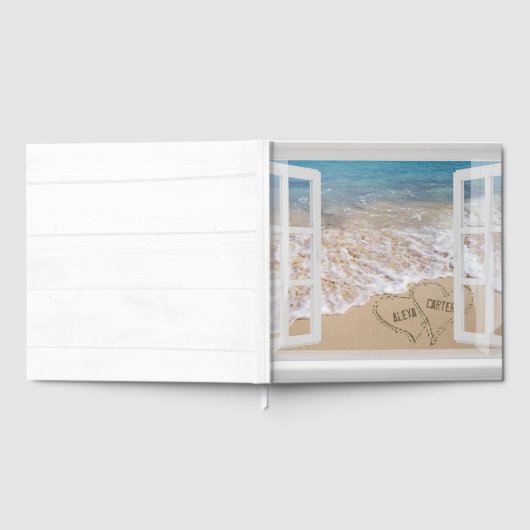 Beach Wedding Hearts in Window  Gastenboek (Volledig)
