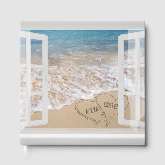 Beach Wedding Hearts in Window  Gastenboek (Voorkant)