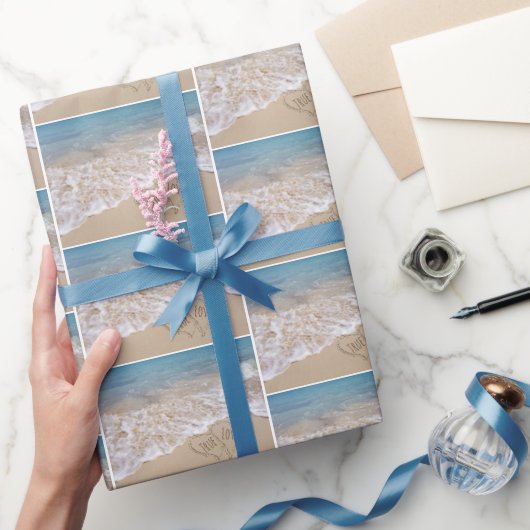 Beach Wedding Hearts in zand Cadeaupapier (Geschenken)