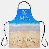 Beach Wedding Hearts in Zand Family Monogram Schort (Voorkant)