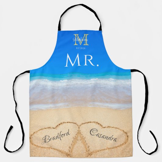 Beach Wedding Hearts in Zand Family Monogram Schort (Voorkant)