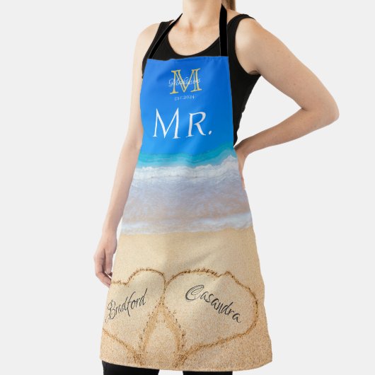 Beach Wedding Hearts in Zand Family Monogram Schort (Insitu)