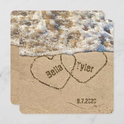 Beach Wedding Hearts Kaart (Voorkant / Achterkant)