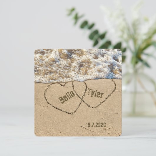 Beach Wedding Hearts Kaart (Staand voorkant)