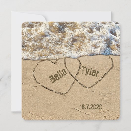 Beach Wedding Hearts Kaart (Voorkant)