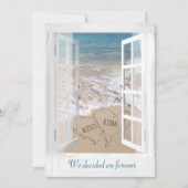 Beach Wedding Hearts met Namen in venster Kaart (Voorkant)