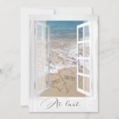 Beach Wedding Hearts met Namen in venster Kaart (Voorkant)