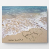 Beach Wedding Hearts met Pas getrouwd Names Fotoplaat (Voorkant)