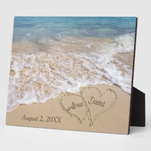 Beach Wedding Hearts met Pas getrouwd Names Fotoplaat