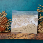 Beach Wedding Hearts met Pas getrouwd Names Fotoplaat (Zijkant)