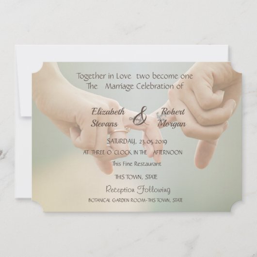 Beach Wedding, Hold Hands Invitation Kaart (Voorkant)
