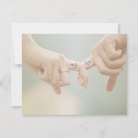 Beach Wedding, Hold Hands Rehearsal Dinner Kaart (Achterkant)